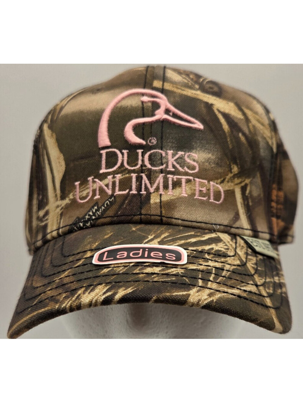 Ducks Unlimited Ladies Realtree Max-4 Camo Adjustable Hunting Hat Cap Pink Logo